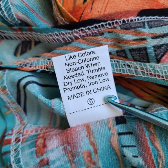 SHEIN Curvy Cropped Tie Front Blouse 3X Floral Batwing Sleeve Hawaiian Tropical - Picture 8 of 9